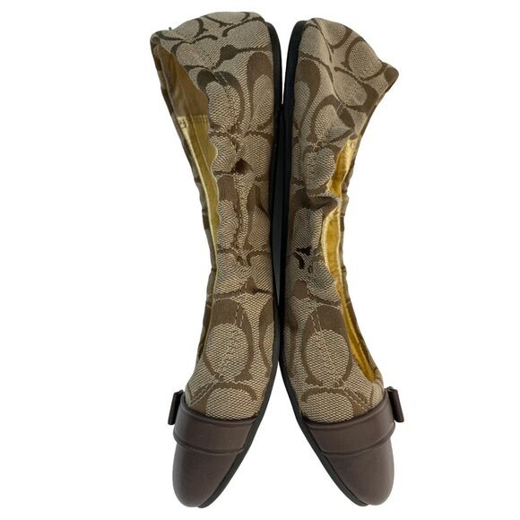 Coach Delphine Brown Signature Canvas Ballet Flats Size 7.5 7510 GUC Shoes - Picture 8 of 11